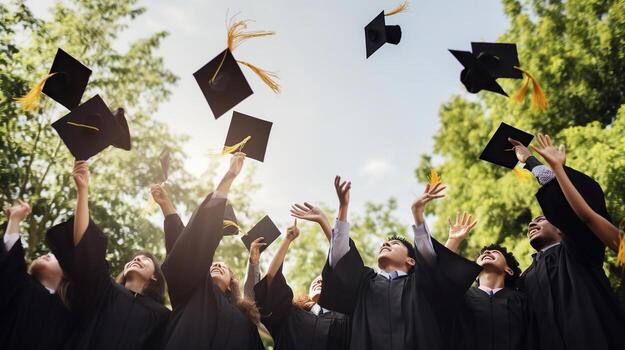 Students celebrating graduation